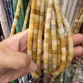 Yellow 6x6mm natural stone cylindrical loose beads for DIY handmade jewelry crafts - 6x6mm (Approx. 65 Pieces/Pack) / Natural Yellow Jade