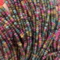 Detailed view of colorful natural tourmaline abacus beads for DIY jewelry making accessories - 2x4mm Spacer Beads (Approx. 180 Pcs/Strand) / Optimized Tourmaline
