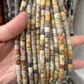 Cylindrical 6x6mm natural stone spacer beads featuring unique earthy patterns and textures - 6x6mm (Approx. 65 Pieces/Pack) / Crazy Agate