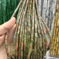 4x9mm natural stone tube beads in green and red for DIY jewelry making - Rectangle Strip (Length 38cm) / Unakite