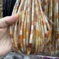 4x9mm cylindrical natural stone beads in multi-color strands for DIY jewelry making - Rectangle Strip (Length 38cm) / Red Aventurine