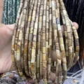 4x9mm natural picture jasper tube beads cylindrical stone loose strands for DIY jewelry - Rectangle Strip (Length 38cm) / Picture Jasper