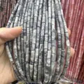 Professional 4x9mm natural grey marble stone cylinder tube beads for DIY jewelry making crafts - Rectangle Strip (Length 38cm) / Map Stone