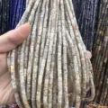 4x9mm cylinder natural stone spacer beads with marble texture for DIY jewelry making - Rectangle Strip (Length 38cm) / Feldspar
