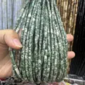 Green moss agate 4x9mm cylindrical natural stone spacer beads for DIY jewelry making - Rectangle Strip (Length 38cm) / Green Dot Stone