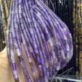 Natural purple amethyst tube stone beads 4x9mm cylinder spacers for DIY handmade jewelry - Rectangle Strip (Length 38cm) / Purple Crystal