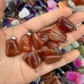 Natural red agate trapezoidal pendants held in hand with shiny silver metal bails - Red Agate / 15*20mm (Single)
