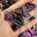 Natural amethyst crystal trapezoidal stone pendant for jewelry making necklaces accessory - Purple Crystal / 15*20mm (Single)