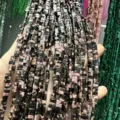 Gros plan de perles rectangulaires en pierre naturelle rose et noire 3x5mm pour bijoux. - 3x5mm (Environ 130 Pièces/Paquet) / Rhodochrosite à Veines Noires Naturelle