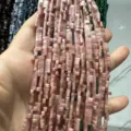 Gros plan de perles en pierre naturelle rose 3x5mm à double trou pour la création de bijoux. - 3x5mm (Environ 130 Pièces/Paquet) / Rhodonite Naturelle