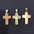 Handmade natural stone cross pendants with Unakite pattern for DIY jewelry making - Unakite