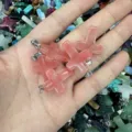 Pink rose quartz crystal cross pendant with silver bail for necklace DIY jewelry - Watermelon red