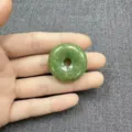 Polished 25mm light green natural stone donut pendant for DIY handmade necklace charms - 25mm / China Jade