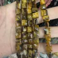 Perles carrées facettées en œil de tigre naturel pour la création de bijoux DIY - 8x8x5mm (约25颗一条) / Œil de tigre