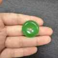 25mm green natural agate stone Ping'an buckle pendant for DIY jewelry making - 25mm / Translucent Malay Jade