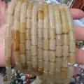 Strands of cylindrical natural stone beads in pale yellow for DIY jewelry making projects - Cylinder / 6*10mm (Approx. 39 Pieces/Pack) / Topaz