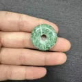 25mm green natural stone donut pendant for DIY jewelry making with mottled pattern - 25mm / Green Dots