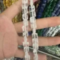 Perles carrées à facettes en quartz cristal naturel pour la création de bijoux artisanaux - 8x8x5mm (约25颗一条) / Cristal blanc naturel