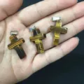 Handcrafted natural tiger eye stone cross pendant with polished finish for DIY jewelry - Tiger's Eye