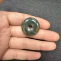 25mm natural dark green moss agate stone donut pingan kou pendant for DIY craft - 25mm / Indian Agate