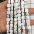 Cuentas sueltas cuadradas facetadas de turquesa blanca natural para joyería DIY - Turquesa Blanca Natural