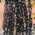 Cuentas de piedra de ágata negra natural facetada cuadrada para hacer joyas de bricolaje - Ágata negra