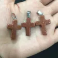 Brown goldstone cross pendant charms for DIY jewelry making and necklace - Gold Sandstone