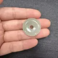Light green natural stone Ping An Kou safety buckle pendant 25mm for DIY jewelry - Light Green Aventurine