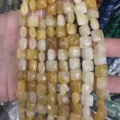 Hilos de cuentas sueltas cuadradas facetadas de cuarzo amarillo natural para joyería DIY - Topacio