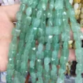 Cuentas de piedra natural verde facetadas cuadradas para accesorios de joyería DIY - Aventurina Verde