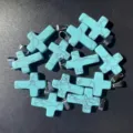 Turquoise blue stone cross pendant with black marble veins for DIY jewelry making - Turquoise