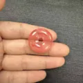25mm pink natural quartz stone Ping An Kou donut pendant for DIY jewelry crafts - Watermelon red