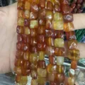 Cuentas cuadradas facetadas de ágata cornalina naranja natural para creación de bisutería DIY - Ágata roja