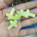Light green glowing stone cross pendant charms for DIY necklace jewelry making - Luminous Stone Type 1
