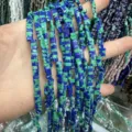 Perles en pierre 3x5mm à double trou bleu et vert pour la création de bijoux DIY - 3x5mm (Environ 130 Pièces/Paquet) / Turquoise Bleu Roi