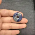 Handheld 25mm natural blue sodalite stone donut pendant for DIY jewelry making and crafts - Blue Vein Stone