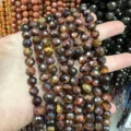 Facettierte Naturtigeraugen-Steinperlenstränge für die DIY-Schmuckherstellung - Natürliches Rotes Tigerauge