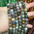 Handgehaltene facettierte mehrfarbige Natursteinperlen für die DIY Halsketten Schmuckherstellung - Natürlicher indischer Achat