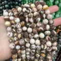 Natürliche facettierte Steinperlen mit einem braunen Marmormuster für DIY Schmuck - Natürlicher Australischer Zebrahautstein