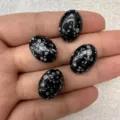 Pierre naturelle flocon de neige 13x18mm cabochon ovale pour création de bijoux DIY - 6X8mm / Lot de 10 / Flocon de neige