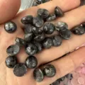 Natürlicher dunkelgrauer Steincabochon für DIY-Schmuck, flache Rückseite, halbrund - 6mm / Larvikit