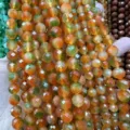 Facettierte orangefarbene und grüne Naturstein-Rundperlen für DIY-Schmuckzubehör. - Zweifarbig Orange