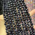 Stränge aus facettierten dunkelblauen Goldfluss-Perlen für DIY-Schmuckherstellung - Blaufluss