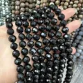 Strang aus natürlichen schwarzen facettierten Achat-Steinperlen für DIY-Schmuckprojekte - Natürlicher schwarzer Onyx