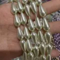 Cuentas de perlas de imitación champagne con forma de gota para hacer joyas DIY - 8*16mm (Aproximadamente 25 Piezas) / Verde