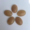 Cinq pierres d'agate naturelle ovales à dos plat en forme de fleur sur fond blanc - 6X8mm / Lot de 10 / Pierre pastèque café