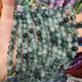 8mm green moss agate quartz natural stone round loose beads strand for DIY jewelry making - 8mm (Approx. 47 Beads Per Strand) / Green And White