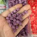 Small purple shell powder rose beads with horizontal holes for DIY jewelry making - Approx 6mm / Purple