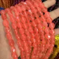 Strang mit natürlichen orange-rosa ovalen Achatperlen für DIY-Schmuckherstellung - Ca. 6*9mm (Ca. 38cm Strang) / Orangerot