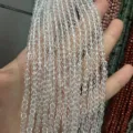 Perles de cristal claires facettées de 4mm pour la fabrication de bijoux DIY et artisanat - Perle Ronde Facettée Triangulaire / 4mm (Environ 90 Pièces/Fil) / Cristal blanc